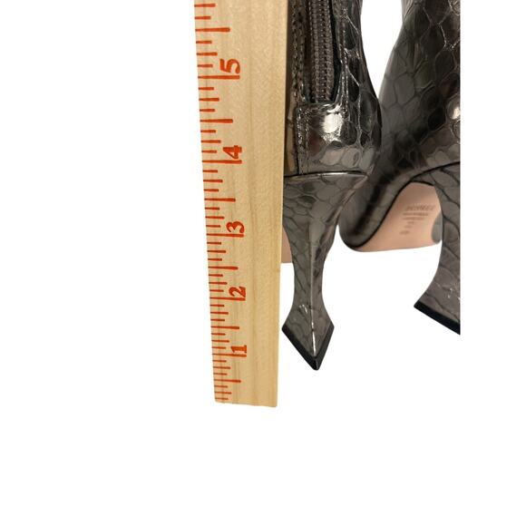 Schutz Loiva Bootie Size 5B in Prata Silver Metallic Snake Embossed 3" Heel NWOB - Picture 11 of 13